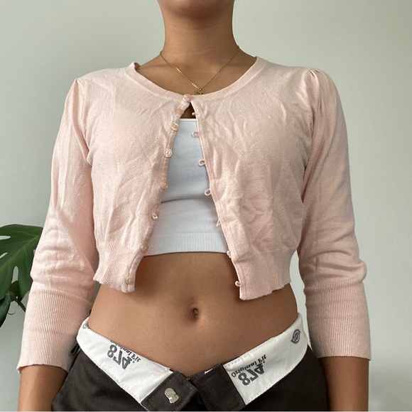 baby pink button up cardigan - Picture 2 of 6